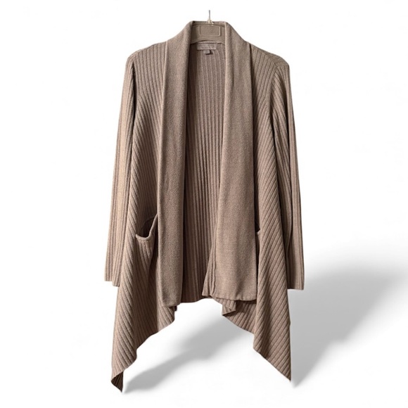 Barefoot Dreams Sweaters - Barefoot Dreams CozyChic Ultra Lite Ribbed Draped Shawl Collar Cardi Medium